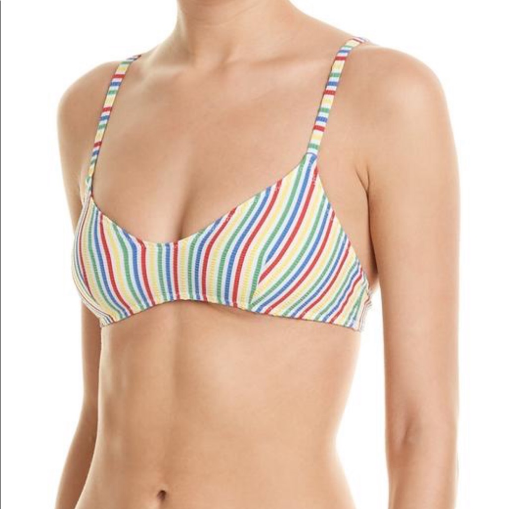The Rachel Top - Multicolor Seersucker Bikini Top